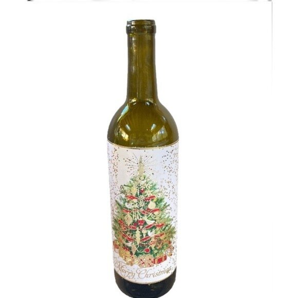 CHRISTMAS TREE Lit Up Cork Green Wine Bottle Festive Winter Holiday 12 inch Tall - Picture 1 of 11